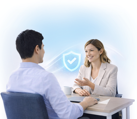 a banker discusses security with her client